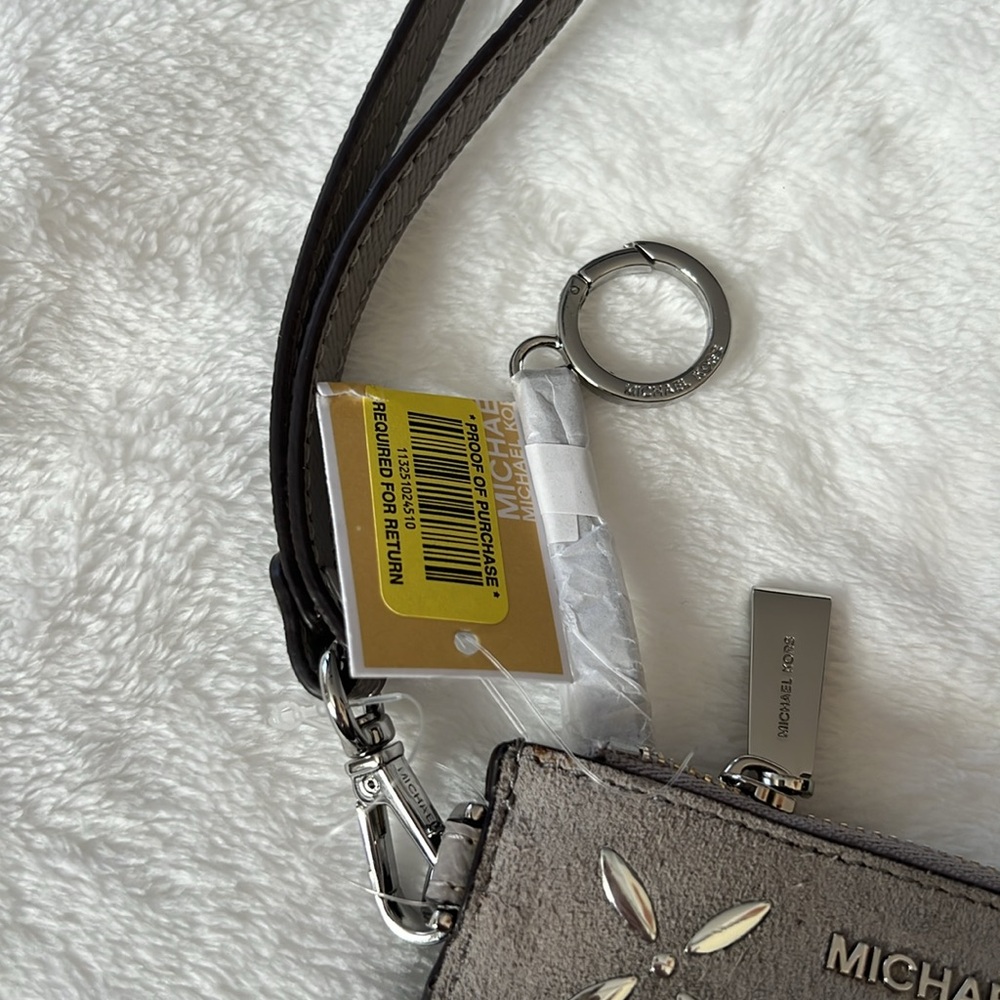 Michael Kors Taupe Wristlet with Silver Details also for key to NWT - Picture 3 of 6